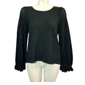 Madewell Texture‎ & Thread Eyelet Mix Ruffle Sleeve Top Size XS